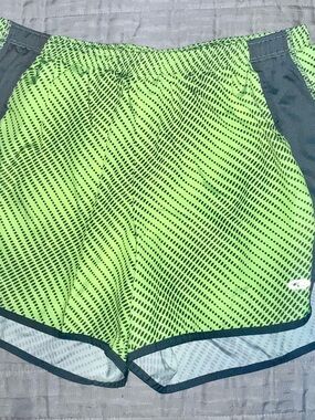 Womens Champion Running Shorts - Neon Green/Black Medium